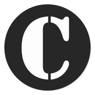 Letter C Stencil Alphabet by Janz Black Classic Round Sticker
