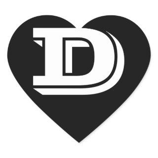 Letter D Vineta Font Black Heart Stickers by Janz