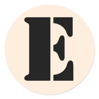Letter E Stencil Alphabet by Janz Antique White Classic Round Sticker