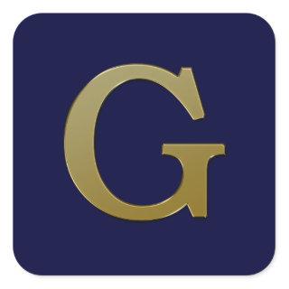 Letter G Gold Square Sticker