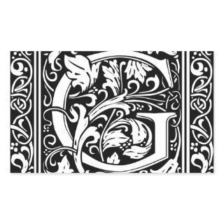 Letter G Medieval Monogram Art Nouveau Rectangular Sticker