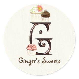 Letter G Monogram Cupcake Logo Business Stickers