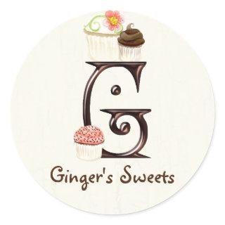 Letter G Monogram Cupcake Logo Business Stickers