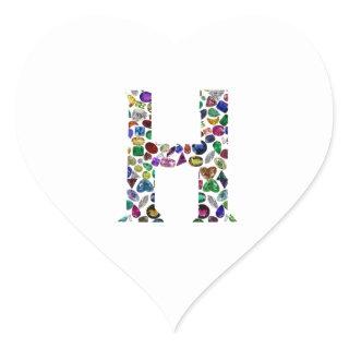 Letter H Monogram Heart Sticker
