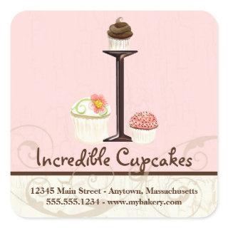 Letter I Monogram Cupcake Logo Business Stickers