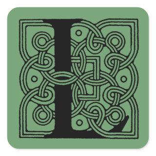Letter L Vintage Celtic Knot Monogram Square Sticker