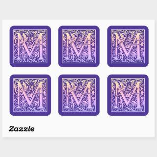 Letter M Colorful Vintage First Letter Gradient Square Sticker