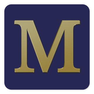 Letter M Gold Square Sticker