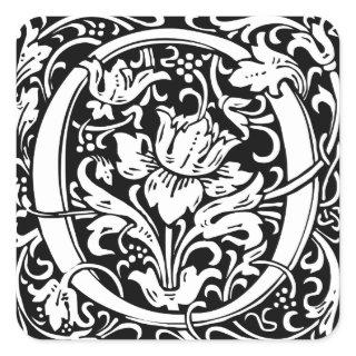 Letter O Medieval Monogram Art Nouveau Square Sticker