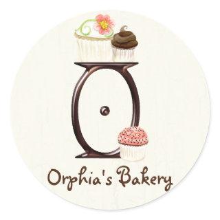 Letter O Monogram Cupcake Logo Business Stickers