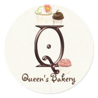 Letter Q Monogram Cupcake Logo Business Stickers