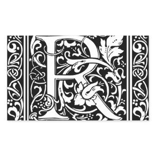 Letter R Medieval Monogram Art Nouveau Rectangular Sticker