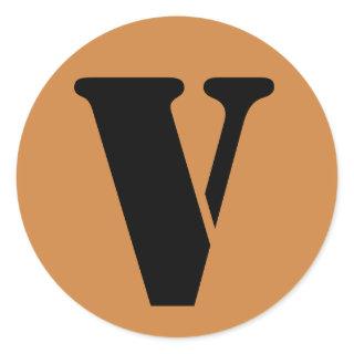 Letter V Stencil Alphabet by Janz Peru Gold Classic Round Sticker