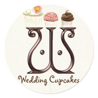 Letter W Monogram Cupcake Logo Business Stickers