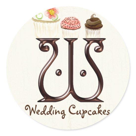 Letter W Monogram Cupcake Logo Business Stickers