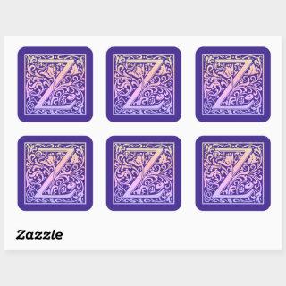 Letter Z Colorful Vintage First Letter Gradient Square Sticker
