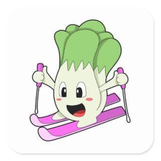 Lettuce as Skier with Ski Square Sticker