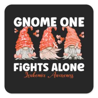 Leukemia Cancer Orange Ribbon Gnome Square Sticker