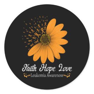 Leukemia Faith Hope Love Orange Ribbon Blood Cance Classic Round Sticker