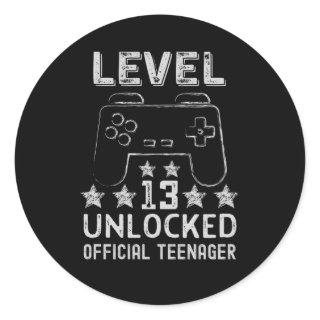 Level 13 unlocked official teenager 13th birthday classic round sticker