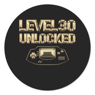 Level 30 Unlocked Vintage Gamepad 30th Birthday Gi Classic Round Sticker