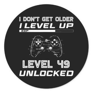 Level 49 Unlocked Gamer 49th Birthday Decorations Classic Round Sticker
