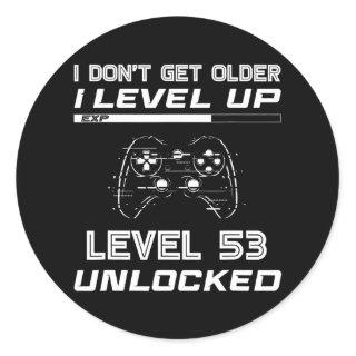 Level 53 Unlocked Gamer 53th Birthday Decorations Classic Round Sticker