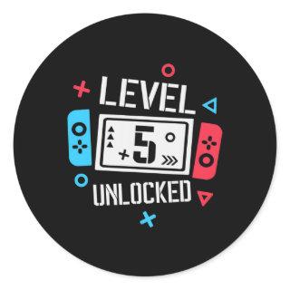 Level 5 Unlocked 5th Birthday Boy Funny Gamer Todd Classic Round Sticker
