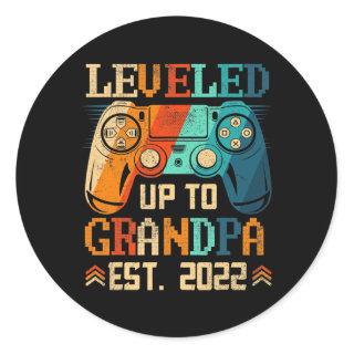 Level Up To Grandpa Est 2022 Vintage Video Game Classic Round Sticker