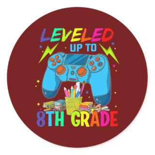 Leveled Up To 8th Grade Back To School Video Game Classic Round Sticker