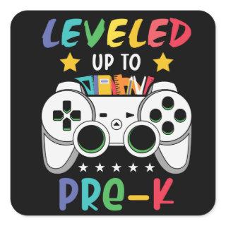 Leveled Up To Pre-K Back to School Video Gamer Square Sticker