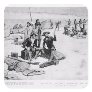 Lewis and Clark at the mouth of the Columbia Square Sticker