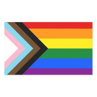 LGBTQ & Pride - Rainbow Progress Flag Rectangular Sticker