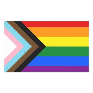 LGBTQ & Pride - Rainbow Progress Flag Rectangular Sticker