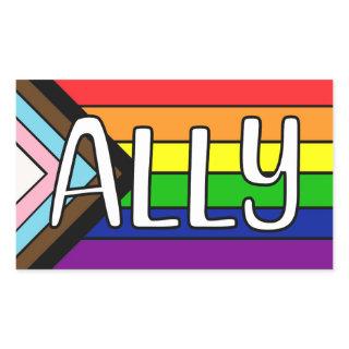 LGBTQIA+ Ally | Rainbow Flag Rectangular Sticker