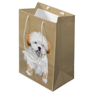 Lhasa Apso Puppy Painting - Cute Original Dog Art Medium Gift Bag