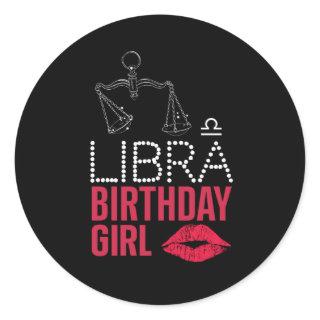 LIBRA BIRTHDAY GIRL CLASSIC ROUND STICKER