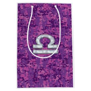 Libra Sign on Fuchsia Digital Camo Medium Gift Bag