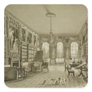 Library as Sitting Room, Cassiobury Park, c.1815, Square Sticker