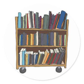 Library Cart Classic Round Sticker