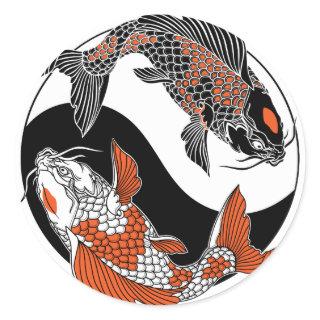 Life is about balance. Two koi and yin yang symbol Classic Round Sticker