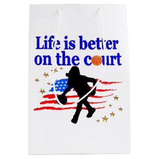 LIFE IS BETTER ON THE COURT USA DESIGN MEDIUM GIFT BAG