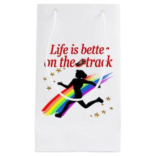 LIFE IS BETTER ON THE TRACK RUNNER DESIGN SMALL GIFT BAG