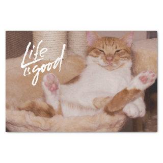 Life is Good Cute Funny Orange Cat   Tissue Paper