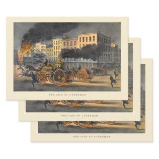 Life of a Fireman Vintage 1860s Lithograph  Sheets