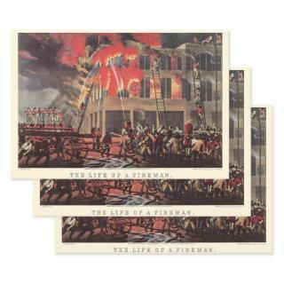Life of a Fireman, Vintage Business Firemen Fire  Sheets