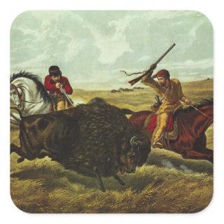 Life on the Prairie - the Buffalo Hunt, 1862 Square Sticker