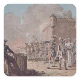 Lifting of the Siege of Pondicherry, 1748, engrave Square Sticker