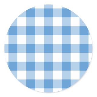 Light Blue and White Gingham Pattern Classic Round Sticker