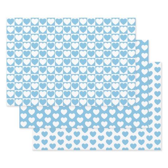 Light Blue and White Hearts  Sheets